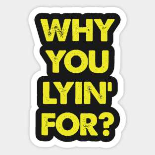 "Why You Lyin' For?" Joke Statement Sticker